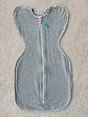 Love to Dream Grey Infant Swaddle with Striped Trim